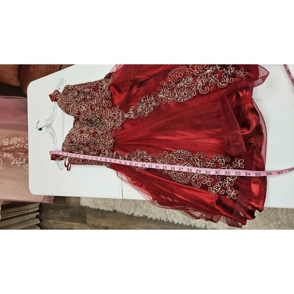 NWOT Anny Lee Red Sleeveless V Neckline Zipper Embroidered Women's Dress Size L - Picture 5 of 7